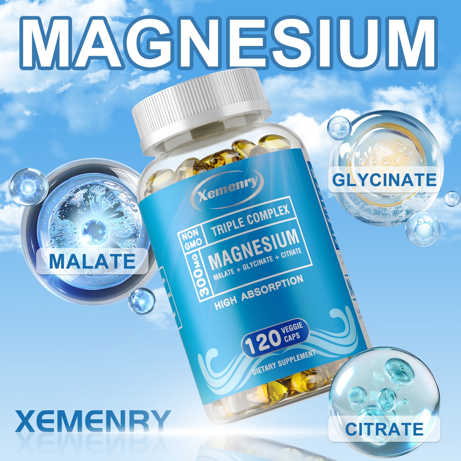 Triple Magnesium Complex -Magnesium Malate,Glycinate,Citrate,Sleep,Stress Relief
