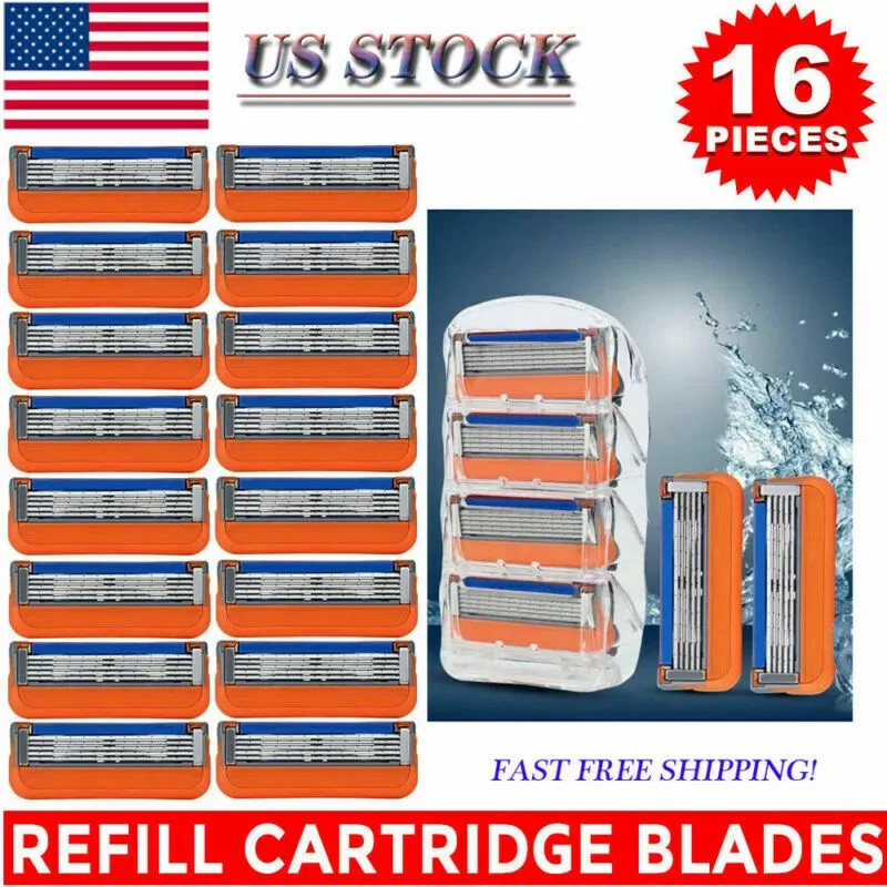 16PCS Shaving Razor Blades Refills Compatible for GiIIette Fusion 5 Proglide