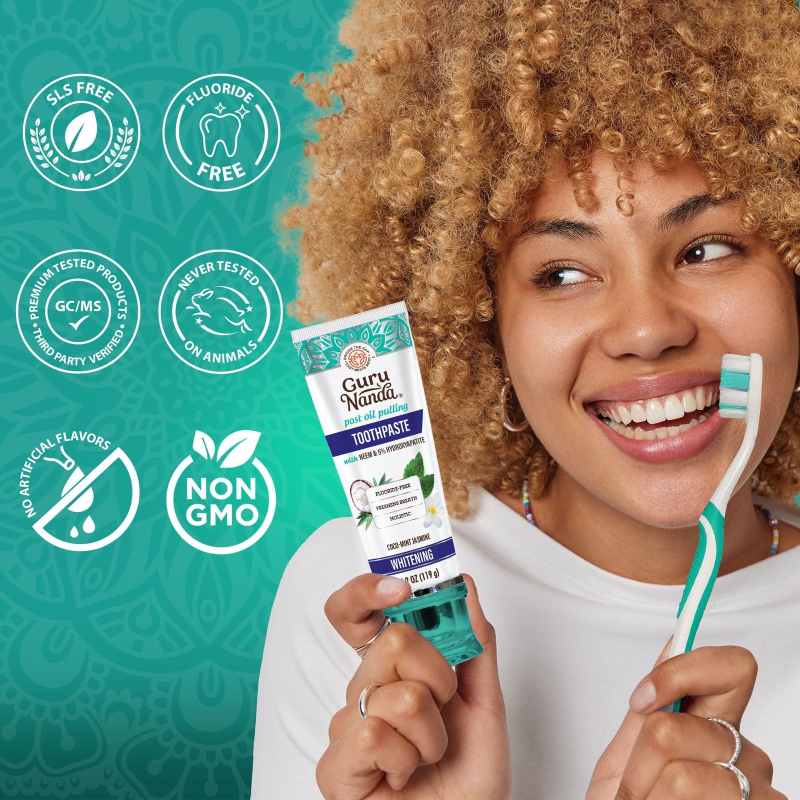 GuruNanda Hydroxyapatite Toothpaste Whitening Neem Xylitol SLS Fluoride Free
