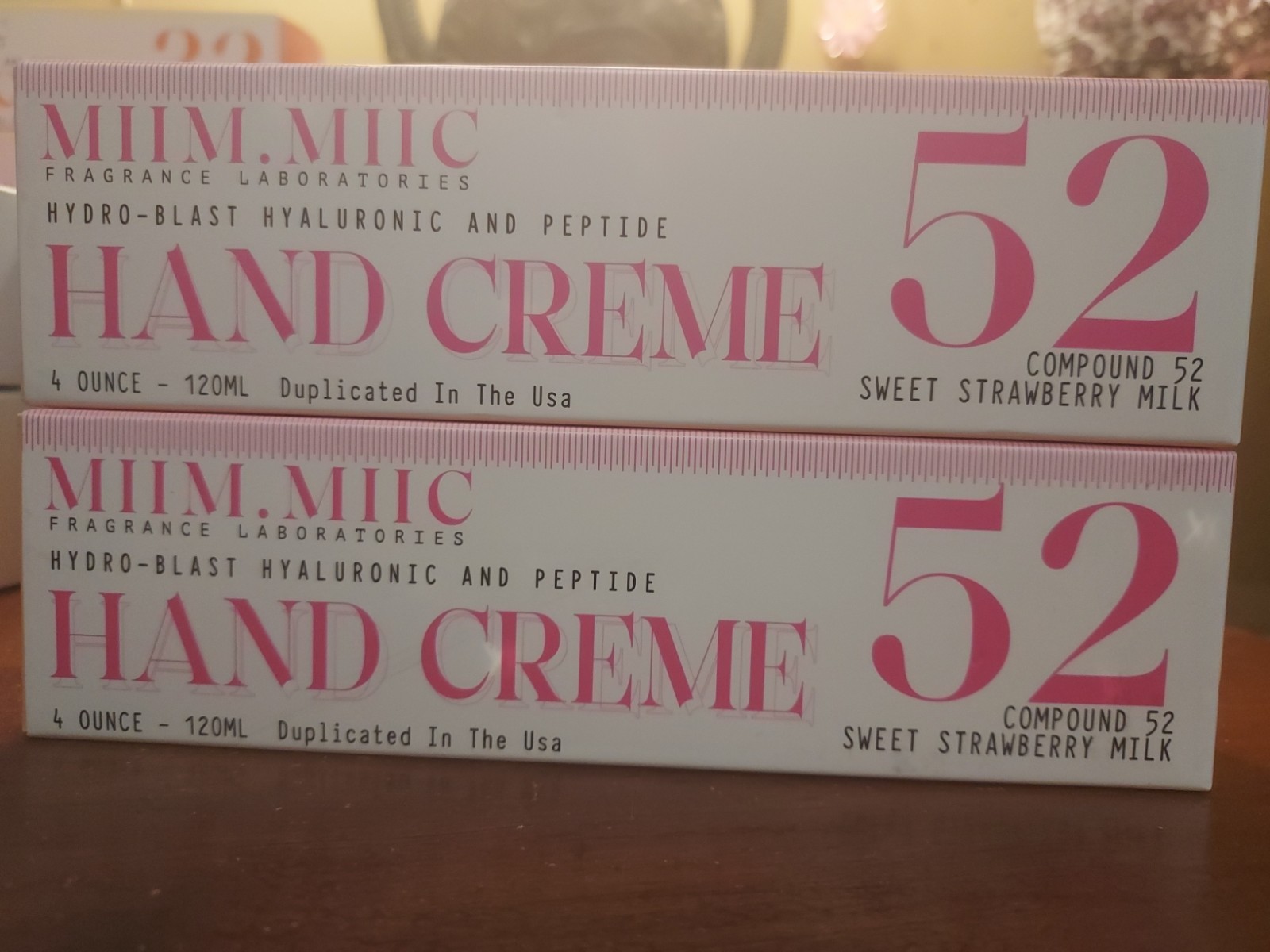 2 X Miim.Miic Hand Creme 52 Sweet Strawberry Milk 4 oz Each New in Boxes