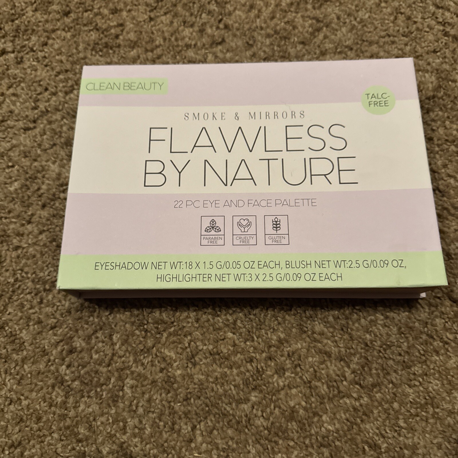 Clean Beauty Flawless by Nature 22 Piece Eye & Face Pallette, NIB