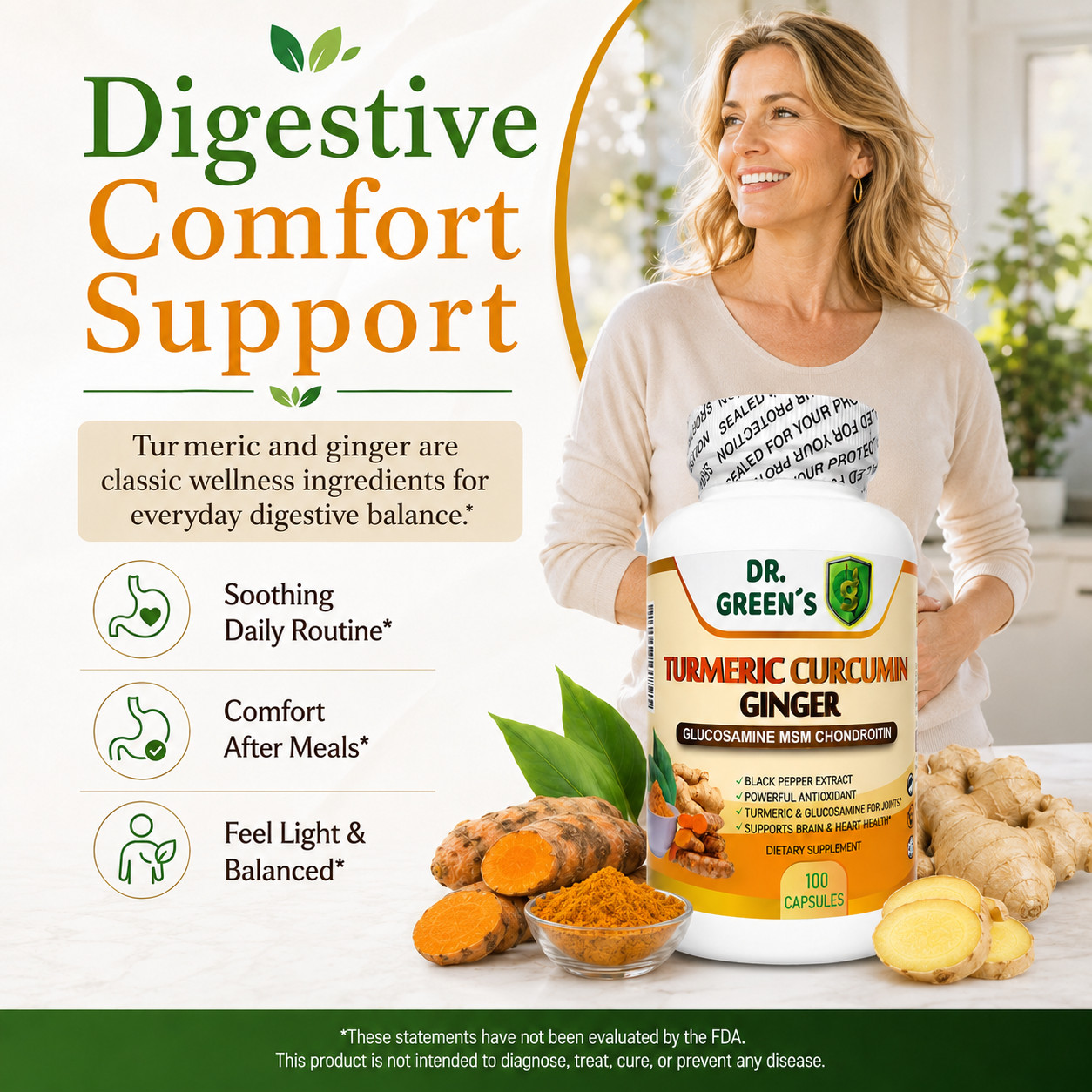 Turmeric Curcumin with Ginger and Bio pepper 2600mg Triple Strength Capsules 200