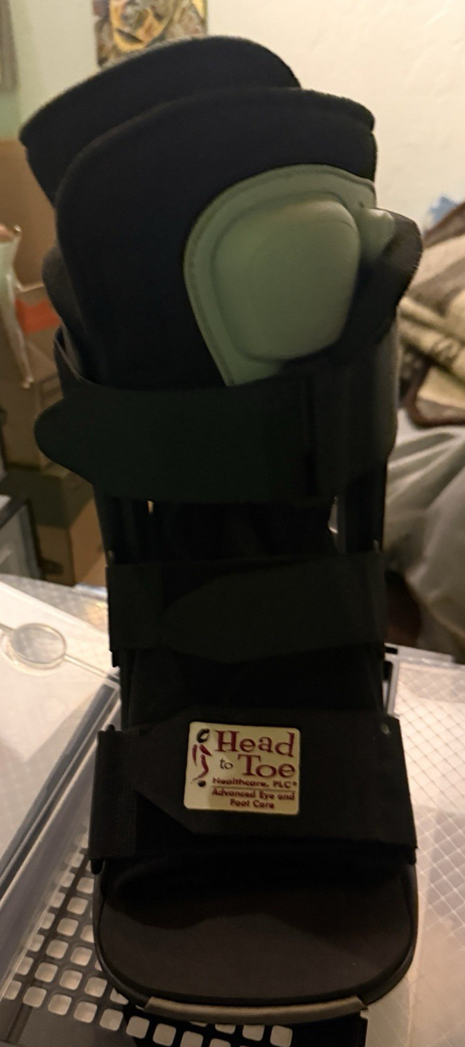 Head to Toe Adjustable Immobilization Walking Boot Foot/Ankle/Leg One Size Bk/Gr