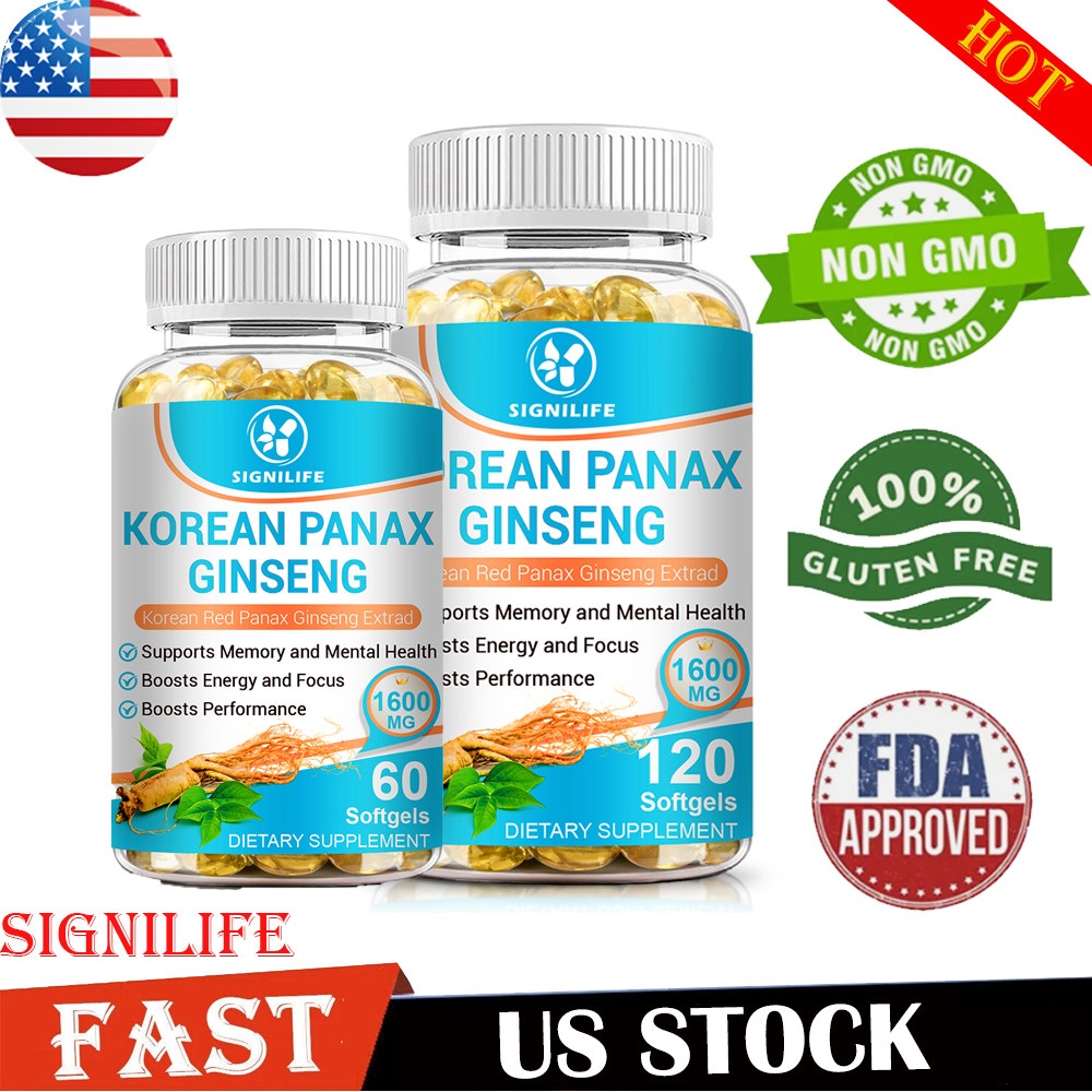 Korean Red Panax Ginseng 120 Capsules – 1600mg Extra Strength NON-GMO No Fillers