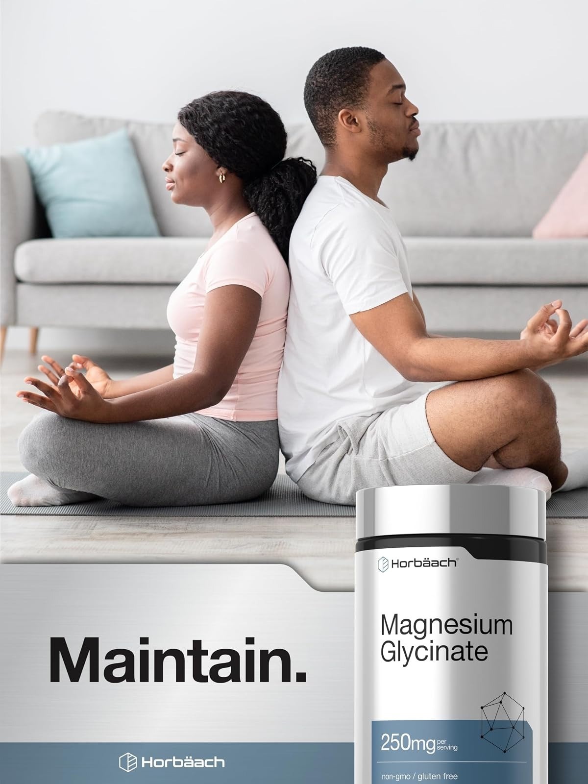Horbäach Magnesium Glycinate 250mg 120 Softgels Non-GMO Gluten Free