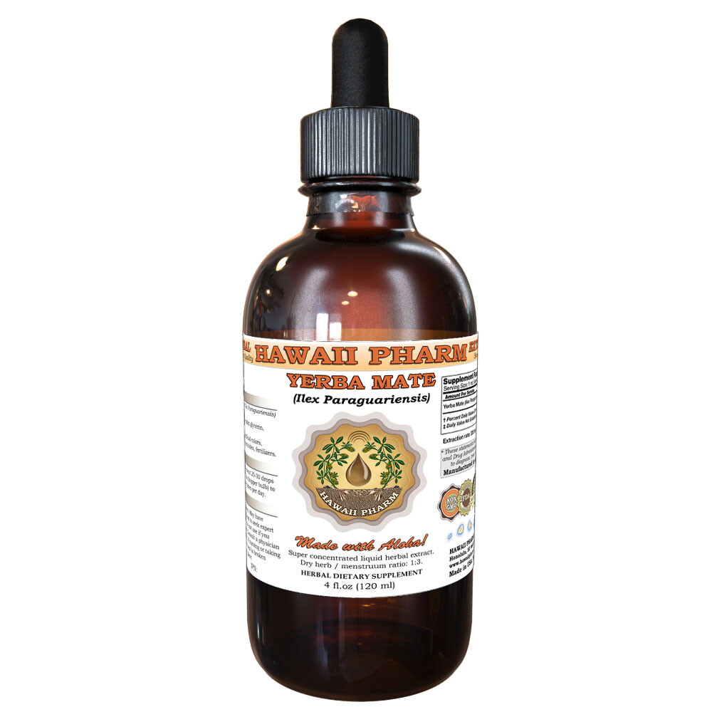 Yerba Mate (Ilex Paraguariensis) Tincture. Alcohol-Based. Hawaii Pharm.