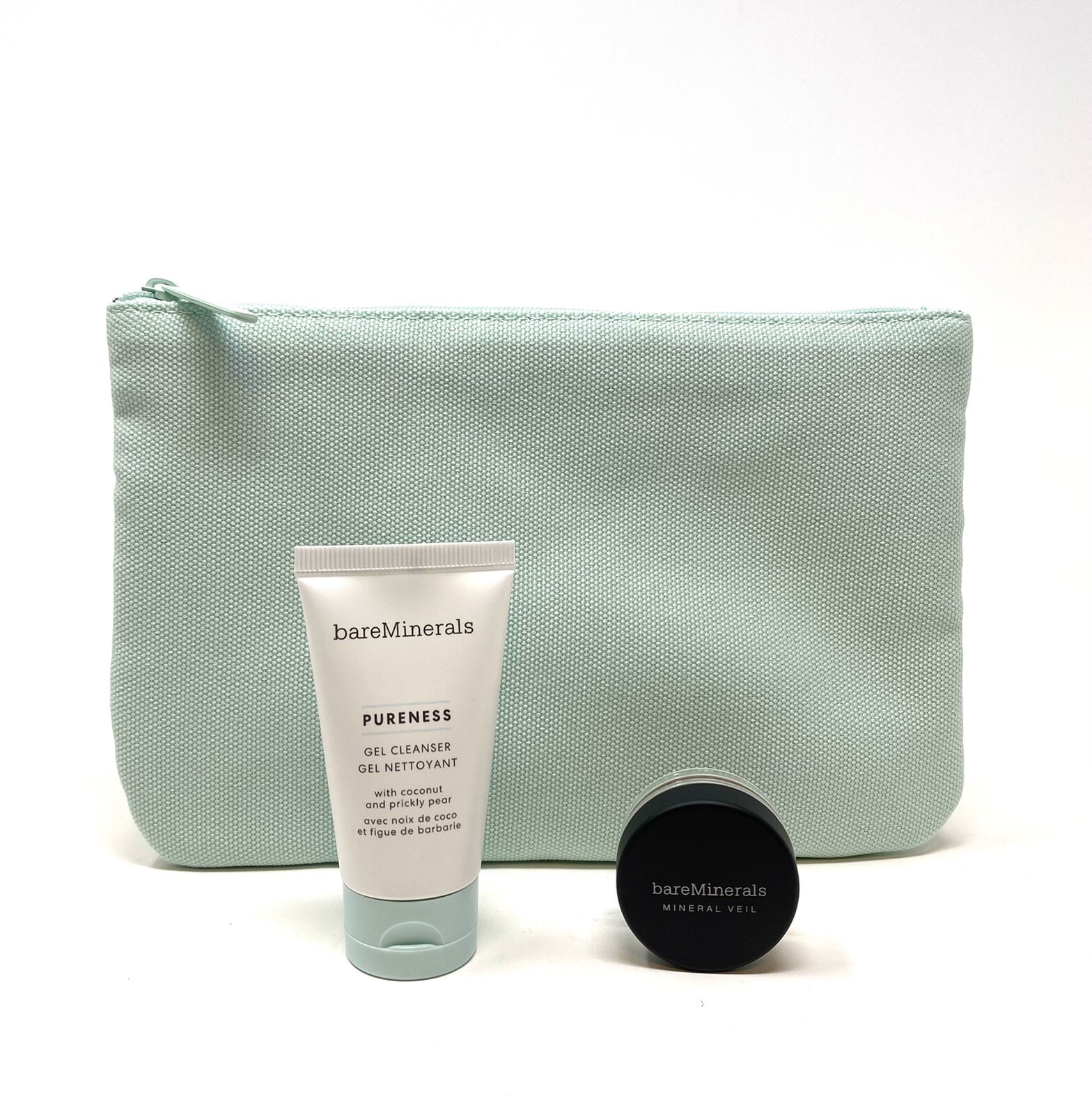 bareMinerals Pureness Gel Cleanser 1 0z, Mineral Veil 3g & Makeup Pouch 3 Pc Set