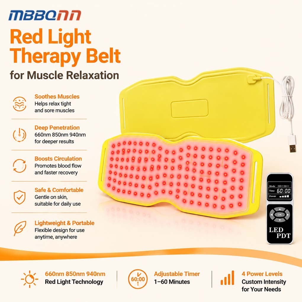 Portable Red Infrared Light Therapy Wrap for Back Shoulder Pain Muscle Soreness