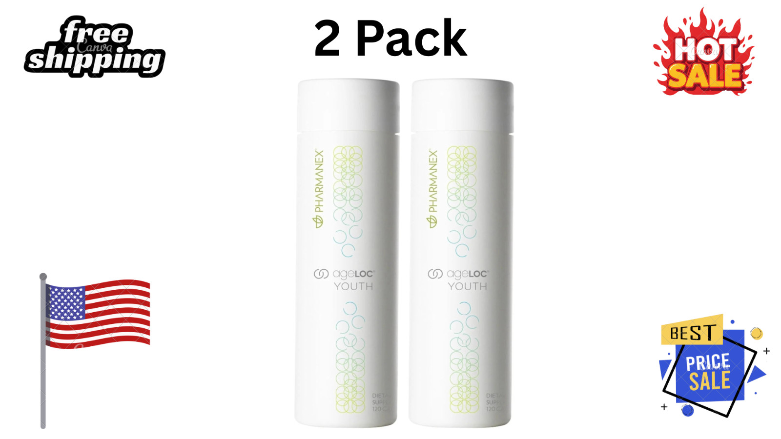 2 PACK Nu Skin NuSkin Pharmnex ageLoc Youth 120 softgels NEW STOCK 03/2028