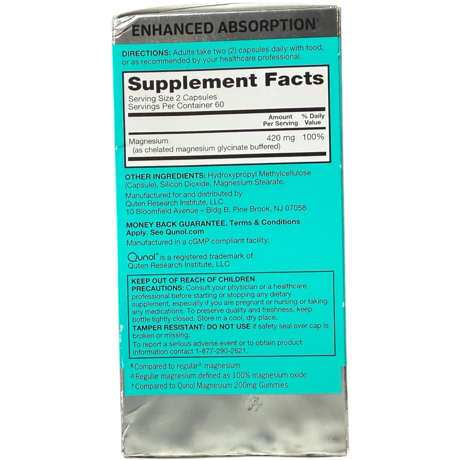 (2) Qunol Minerals Extra Strength Magnesium, 420mg, 120 Capsules Ea. 04/2027+