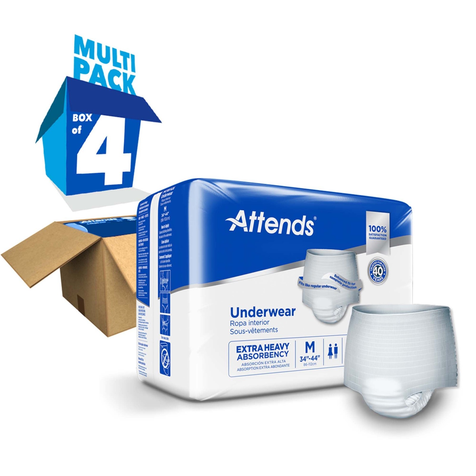 Attends Disposable Underwear Medium Moderate 80 Ct