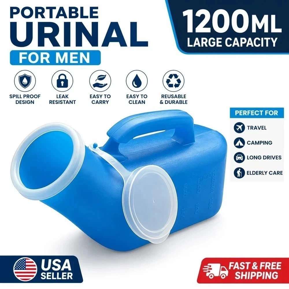 1PCS 1200ML Portable Urinal for Men Spill Proof Urine Bottle Leak Resistant