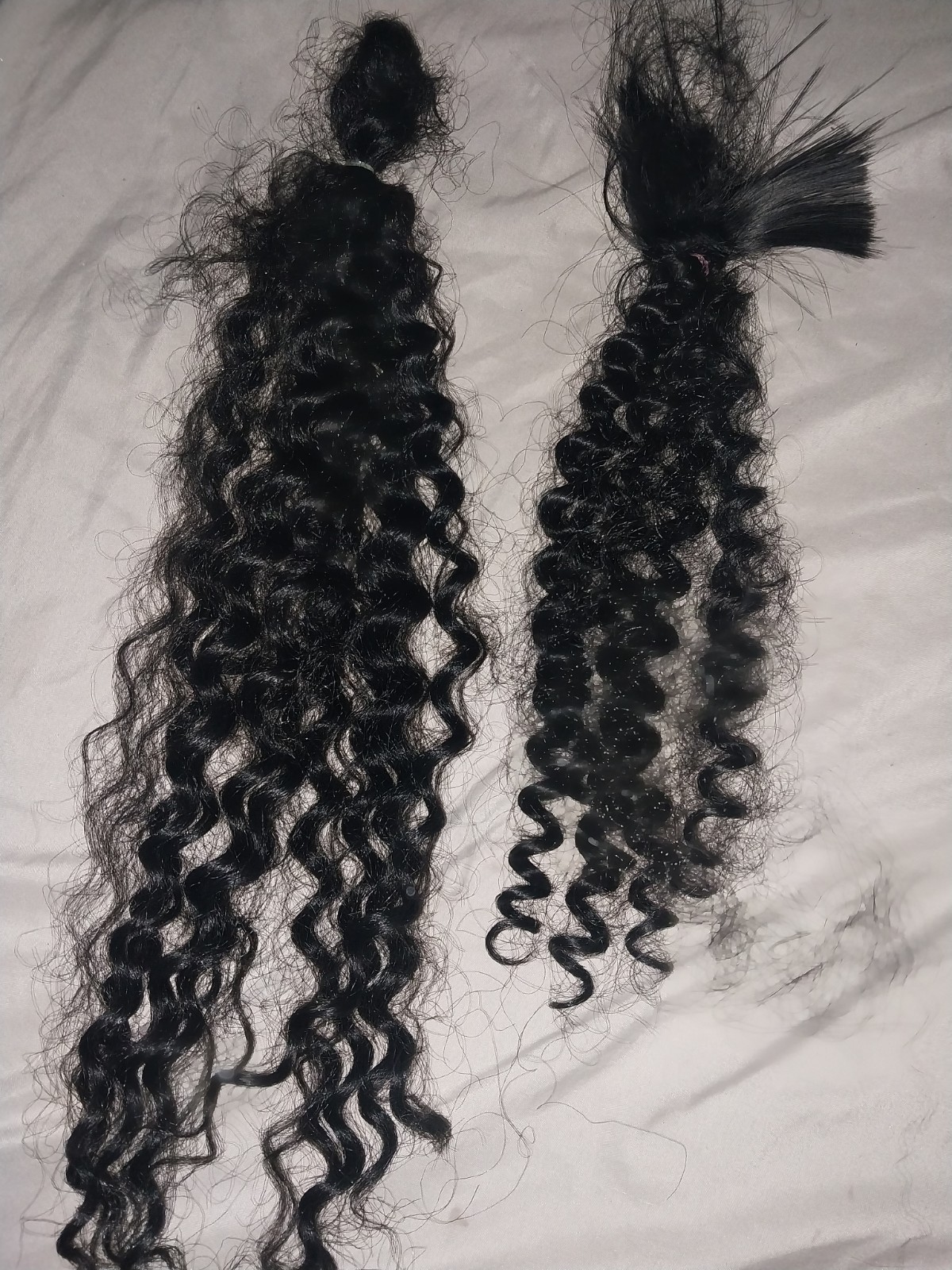 Black Curly Human Hair Extensions Weft 2 Bundles, 11-20 in Length