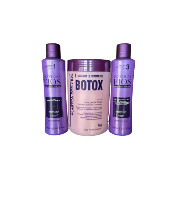PLASTICA DOS FIOS KIT DETOX SHAMPOO, CONDITIONER AND BTOX FOR DAMAGED HAIR Kit