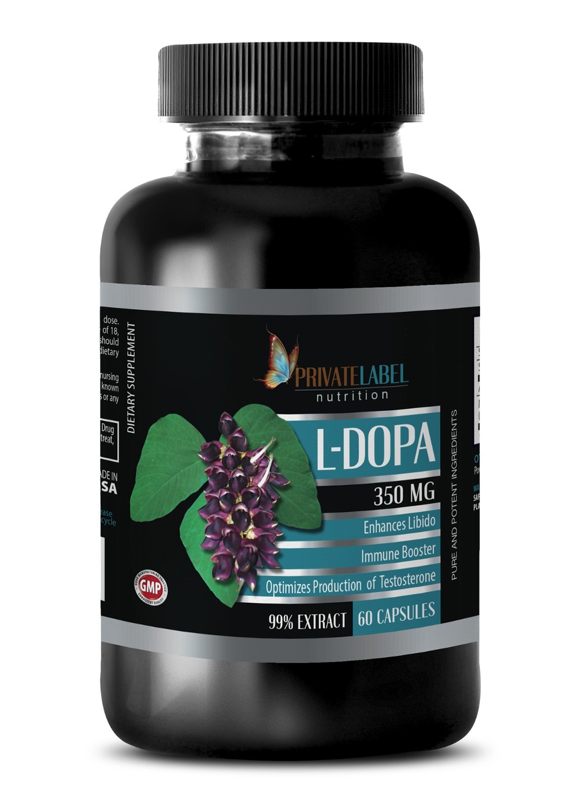 DOPA 99% Extract Powder – Mucuna Pruriens Seeds – 1 Bottle 60 Capsules